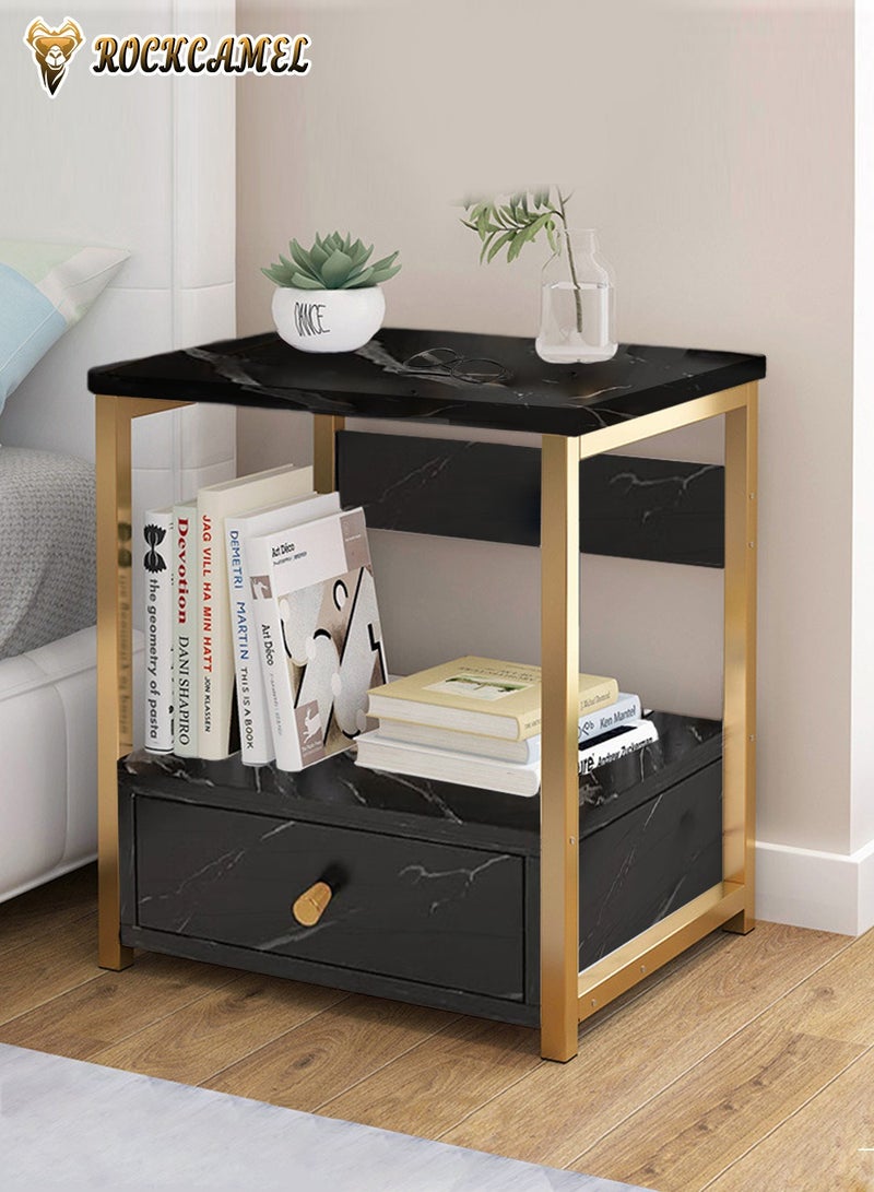 ROCKCAMEL Nightstand With Drawer, Bedside Table, Wood End Table, Modern Night Stand for Bedroom, Closet, Entryway, College Dorm - Image 4