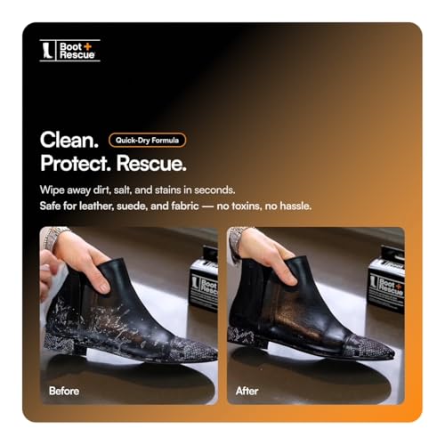 Boot Rescue all-natural cleaning wipes for leather and suede boots. Remove salt stains & grime. Box of 10 individually wrapped wipes. - Image 2