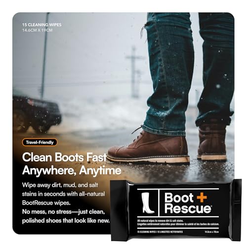 Boot Rescue all-natural cleaning wipes for leather and suede boots. Remove salt stains & grime. Box of 10 individually wrapped wipes. - Image 3