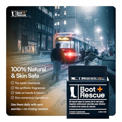 Boot Rescue all-natural cleaning wipes for leather and suede boots. Remove salt stains & grime. Box of 10 individually wrapped wipes. - Image 5
