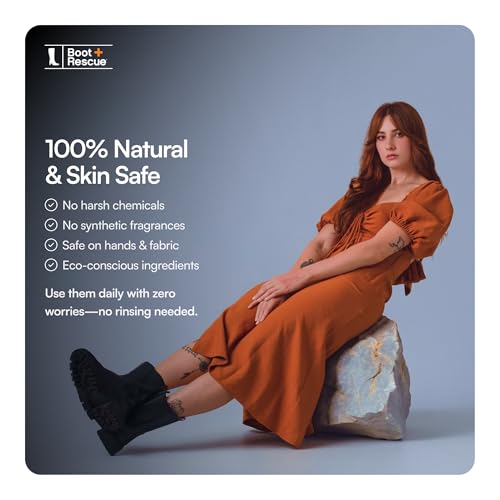 Boot Rescue all-natural cleaning wipes for leather and suede boots. Remove salt stains & grime. Box of 10 individually wrapped wipes. - Image 4