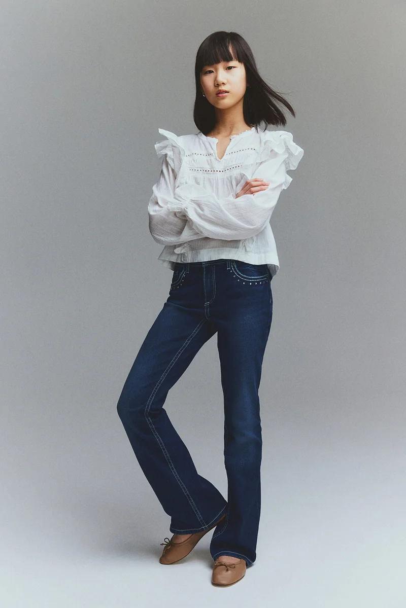 اتش اند ام جينز واسع ومزخرف