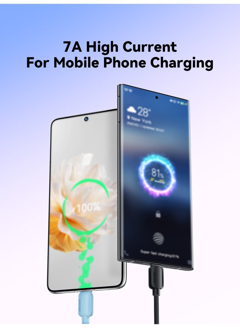 ايساجر كابل شحن سريع من إساجر 7 أمبير بقدرة 100 واط يو إس بي-إيه إلى تايب سي، متوافق مع PD3.0 وQC3.0، مضفر من النايلون، بطول 2 متر – لون أسود - Image 2