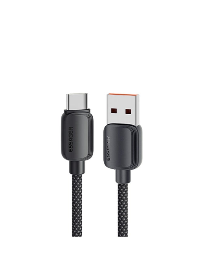 ايساجر كابل شحن سريع من إساجر 7 أمبير بقدرة 100 واط يو إس بي-إيه إلى تايب سي، متوافق مع PD3.0 وQC3.0، مضفر من النايلون، بطول 2 متر – لون أسود - Image 1