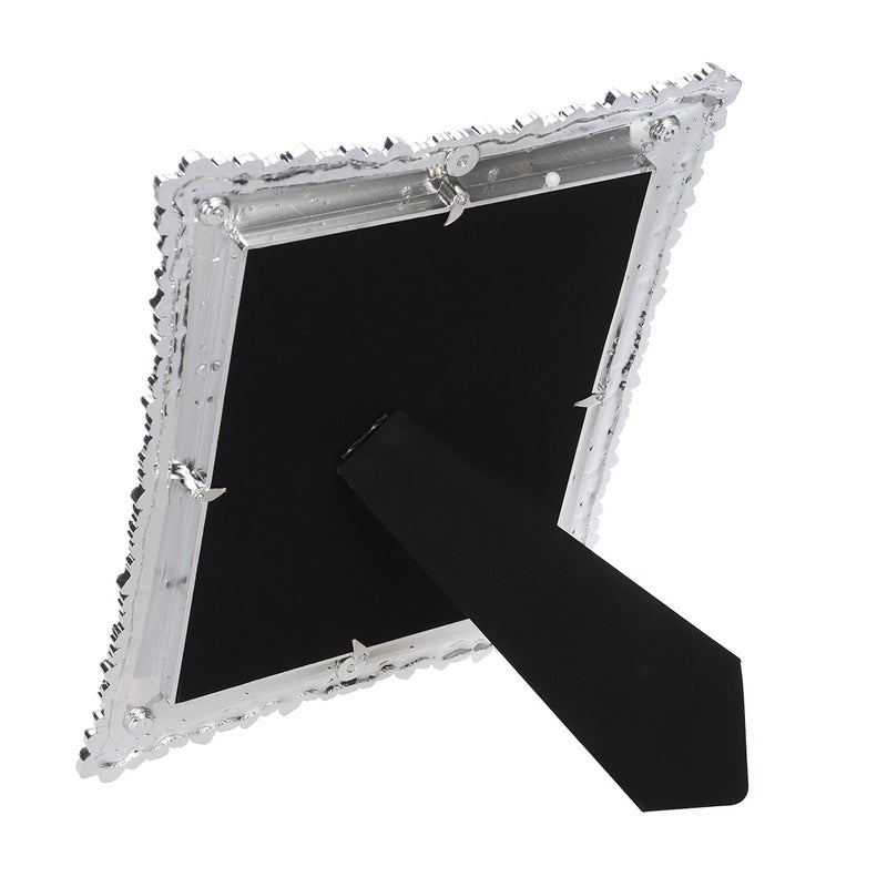 Plated Metal Picture Frame Resin Photo Frame with Rose Decors(White/10 Inch) - Image 3