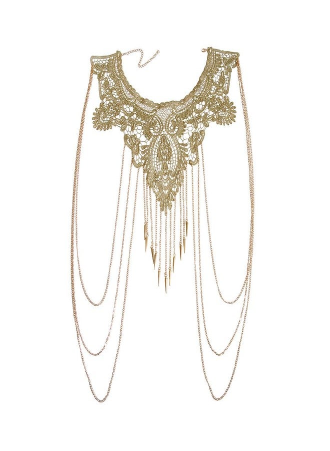 Aomcisi Gold Fine Chain Flower Lace Bikini Body Chain Necklace Jewelry for Women - Image 1