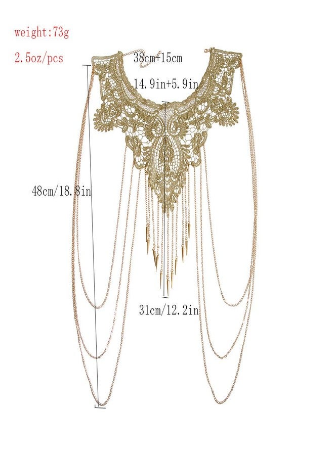 Aomcisi Gold Fine Chain Flower Lace Bikini Body Chain Necklace Jewelry for Women - Image 5