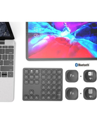 Rechargeable dual Bluetooth numeric keypad Wireless numeric keypad, 36-key Bluetooth numeric keypad, portable accounting numeric calculator, rechargeable wireless numeric keypad for laptops/desktops - pzsku/Z0FE0F115F2DE1C57B522Z/45/1756028528/d186dd0b-380a-453b-b0ec-6a3f74c6138c