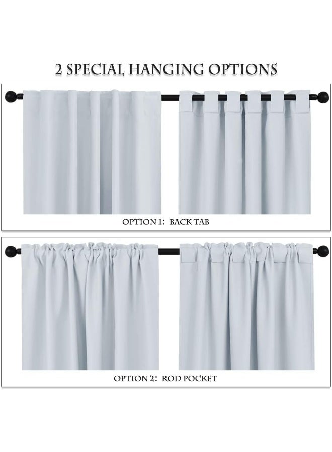 PONY DANCE Room Darkening Curtains  Thermal Insulated Light Block Curtain Drapes with Back Tab Energy Saving for Kitchen 52 Wide x 54 Long Greyish White 2 Pieces - Image 2