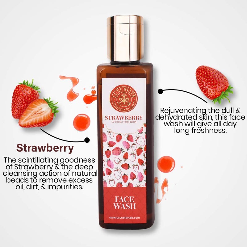 LUXURIATE Strawberry Face Wash Cleanser for Rejuvenation Oil Control Deep Moisturising Facewash For Men and Women Normal to Dry Skin Paraben Alcohol Free 100 ml - Image 5