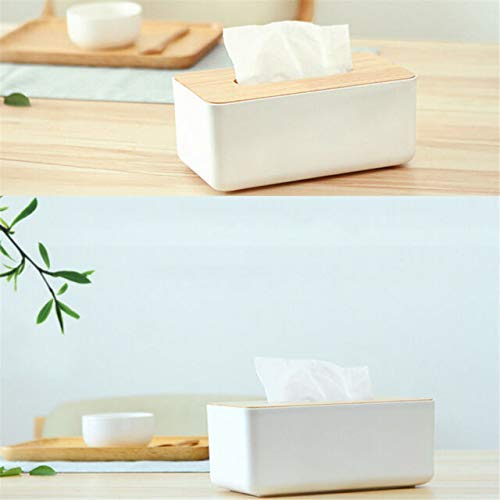 bosig bosig Square Shape Wooden Cover Plastic Multifunction Bathroom Tissue Holder Plastic Garbage Bag Sanitary Napkins Storage Toilet Paper Box - Image 4