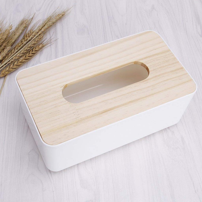 bosig bosig Square Shape Wooden Cover Plastic Multifunction Bathroom Tissue Holder Plastic Garbage Bag Sanitary Napkins Storage Toilet Paper Box - Image 5