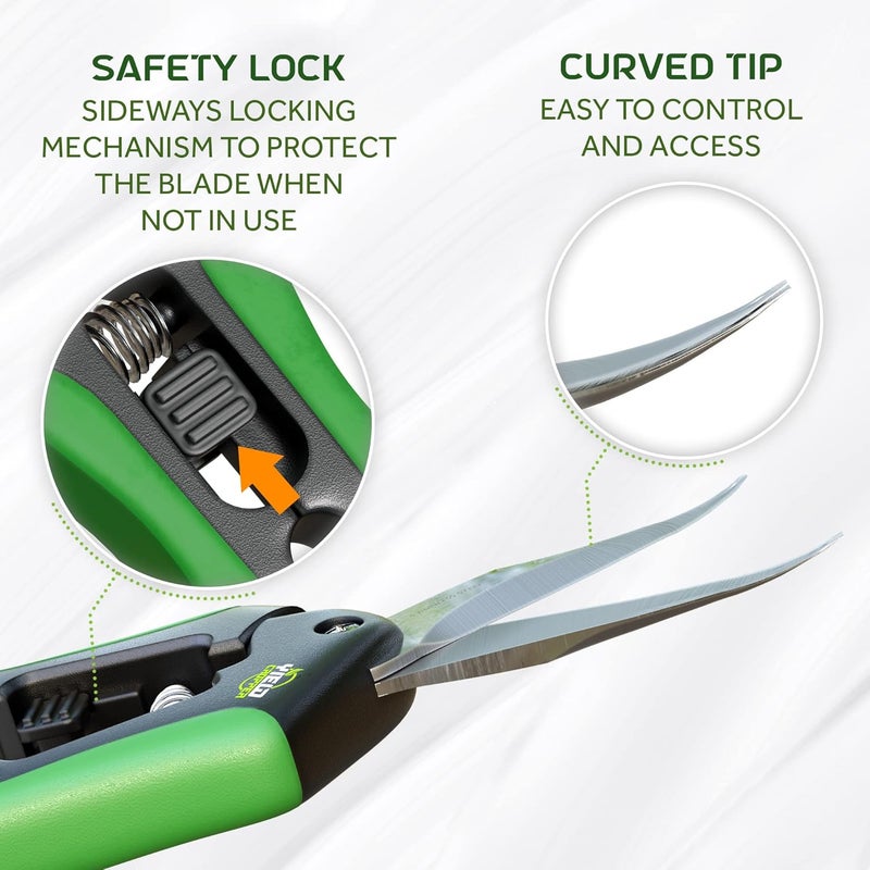 YIELDCROPPER Hydroponic 2Pack Microtip Straight blade/Curved Blade Flower Leaf Trimmer Pruning Shears by - Image 4