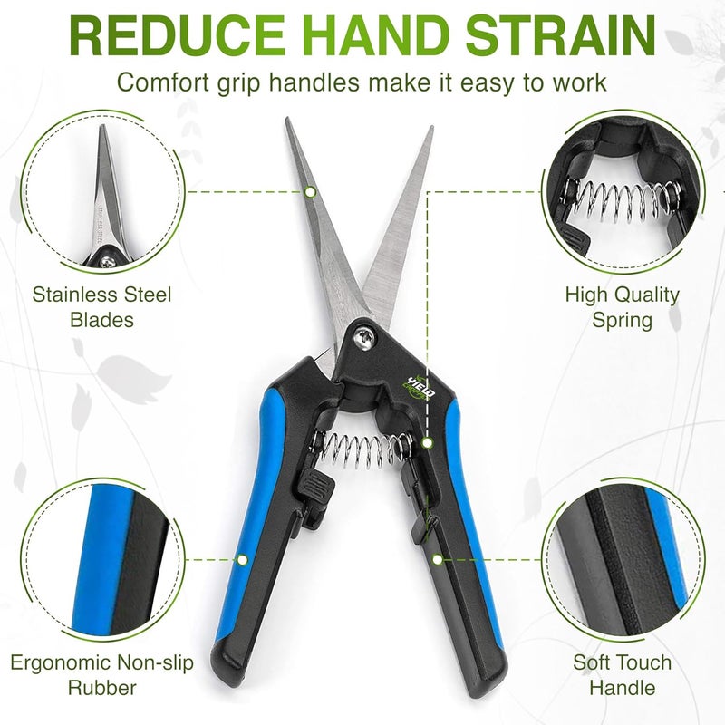 YIELDCROPPER Hydroponic 2Pack Microtip Straight blade/Curved Blade Flower Leaf Trimmer Pruning Shears by - Image 2