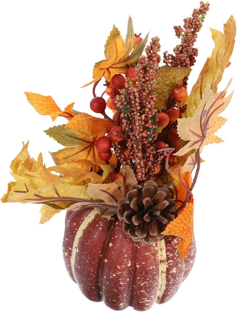 Lifelike Maple Leaf Pumpkin Ornament Vivid Faux Autumn Decor for Indoor Outdoor Use Weather Resistant Creative Emulational Maple Branch Accent for Home Office Fall Decoration - Image 1