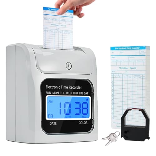 TooCust Employee Time Clocks for Small Business, Auto-Align Time Clock Punch Machine with 50-Piece Time Cards, Two Security Keys, and One Ink Ribbon Cartridge - Image 1