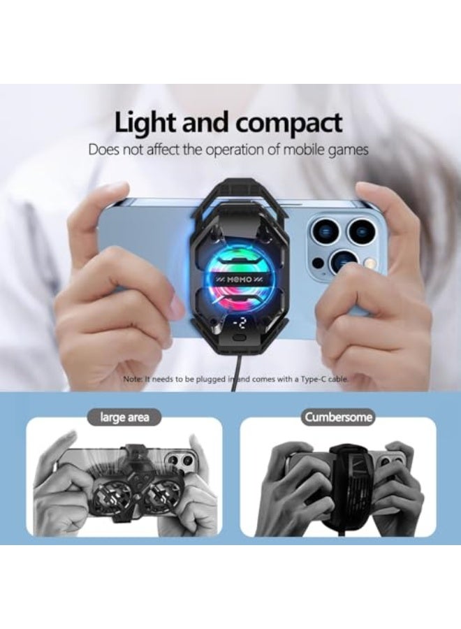Memo Phone Cooler for Gaming, Azonee RGB LED Cooling Fan with Semiconductor Heatsink, Fast Heat Dissipation for iPhone & Android, Ideal for Gaming, Live Streaming & AI Smartphone Cooling - Image 5