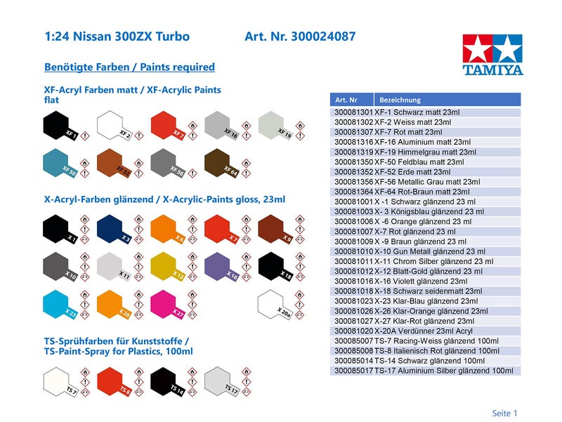 Tamiya Nissan 300zx Turbo 1/24 Scale Model Kit 24087 - Image 3