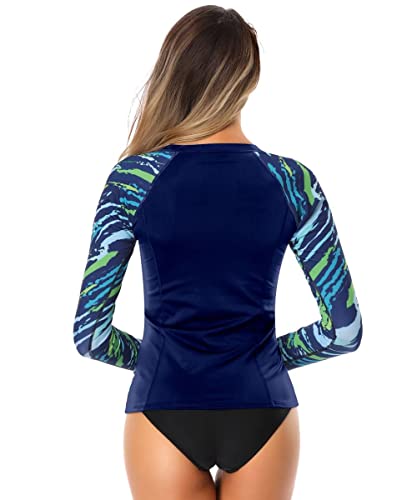 AXESEA Women's Long Sleeve Rash Guard Bathing Suits Printed UV Sun Protection Swim Shirt (US 10(Read Seller Size Chart in Image), Blue2) - Image 3