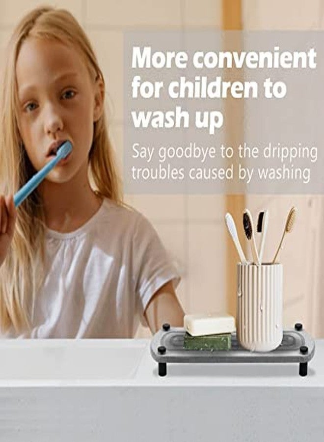 Dhadh Home Sink Caddy, Instant Dry Kitchen Bathroom Sink Organizer, Diatomaceous Earth Water Absorbing Quick Dry Stone Drying Mat Tray for Sink Soap Bottles Sponge Holder (Modern Home Sink Caddy) - Image 4