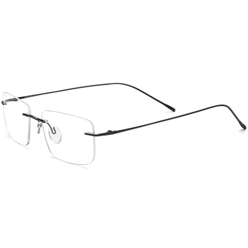 FONEX Titanium Glasses Frame,Rimless Frameless Optical Eyewear Eyeglasses for Men and Women F85634 (85870 Black) - Image 4