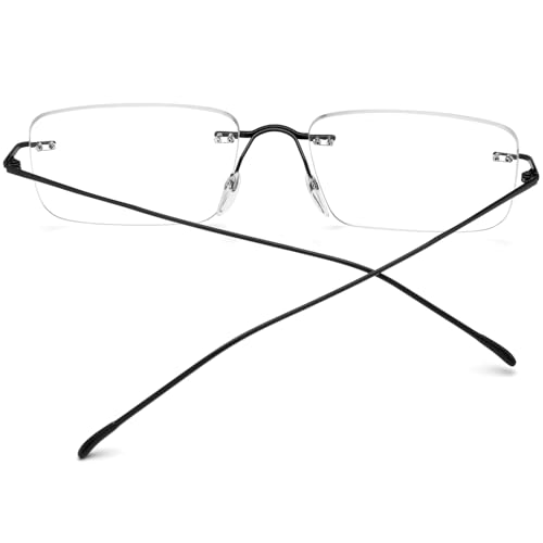 FONEX Titanium Glasses Frame,Rimless Frameless Optical Eyewear Eyeglasses for Men and Women F85634 (85870 Black) - Image 5