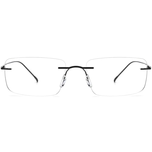 FONEX Titanium Glasses Frame,Rimless Frameless Optical Eyewear Eyeglasses for Men and Women F85634 (85870 Black) - Image 3
