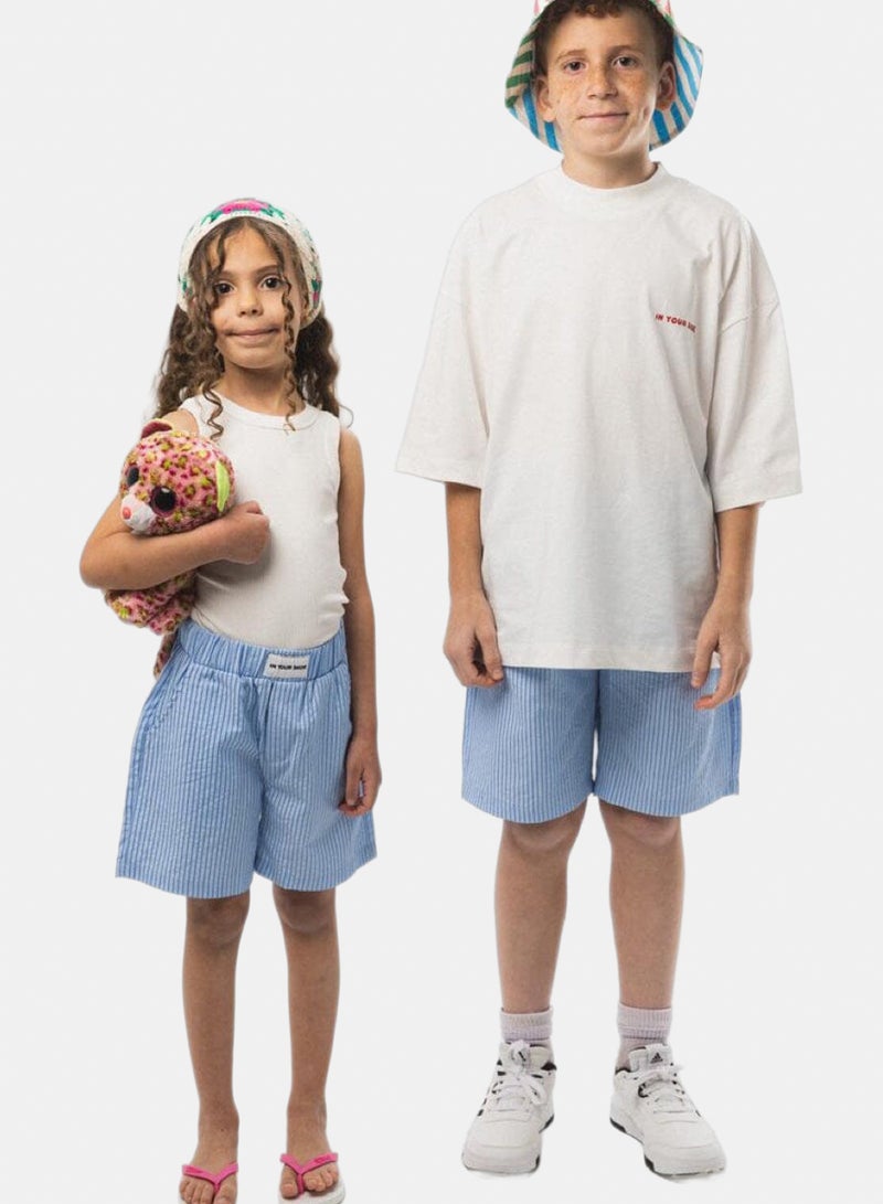 In Your Shoe Blue Striped Kids Boxer Shorts - Image 1