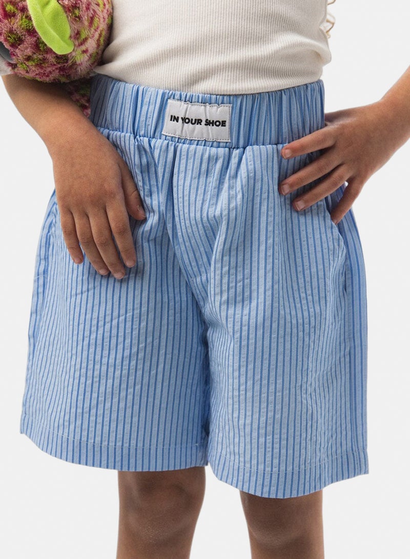 In Your Shoe Blue Striped Kids Boxer Shorts - Image 5