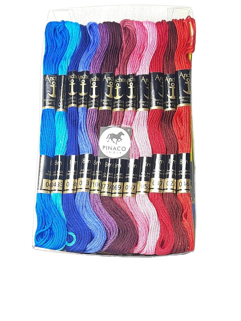 Pinaco India Anchor Stranded Cotton Assorted Skeins set of 01111 & 02222 (8MTR Skeins 100 pcs = 2 Shade Of each 50 Shades) - Image 3