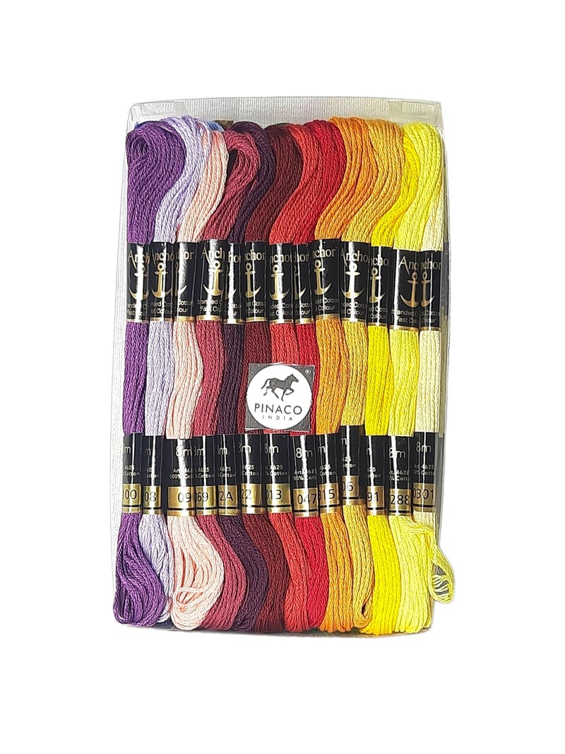 Pinaco India Anchor Stranded Cotton Assorted Skeins set of 01111 & 02222 (8MTR Skeins 100 pcs = 2 Shade Of each 50 Shades) - Image 4