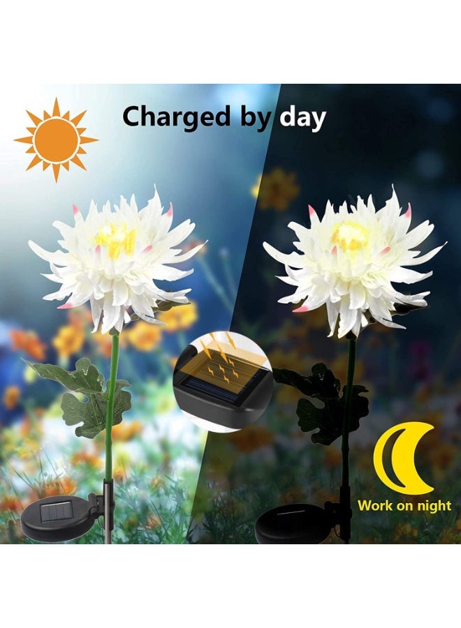 TAPIT 3PCS Waterproof Chrysanthemum Flowers Lights Simulated lanterns Outdoor Solar Garden Stake Lights Solar Garden Lights Landscape Pathway Light for Patio Yard Walkway (Pink+Yellow+White 3PC) - Image 4