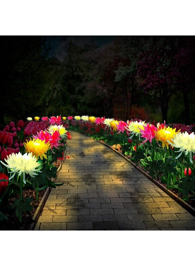 TAPIT 3PCS Waterproof Chrysanthemum Flowers Lights Simulated lanterns Outdoor Solar Garden Stake Lights Solar Garden Lights Landscape Pathway Light for Patio Yard Walkway (Pink+Yellow+White 3PC) - Image 5