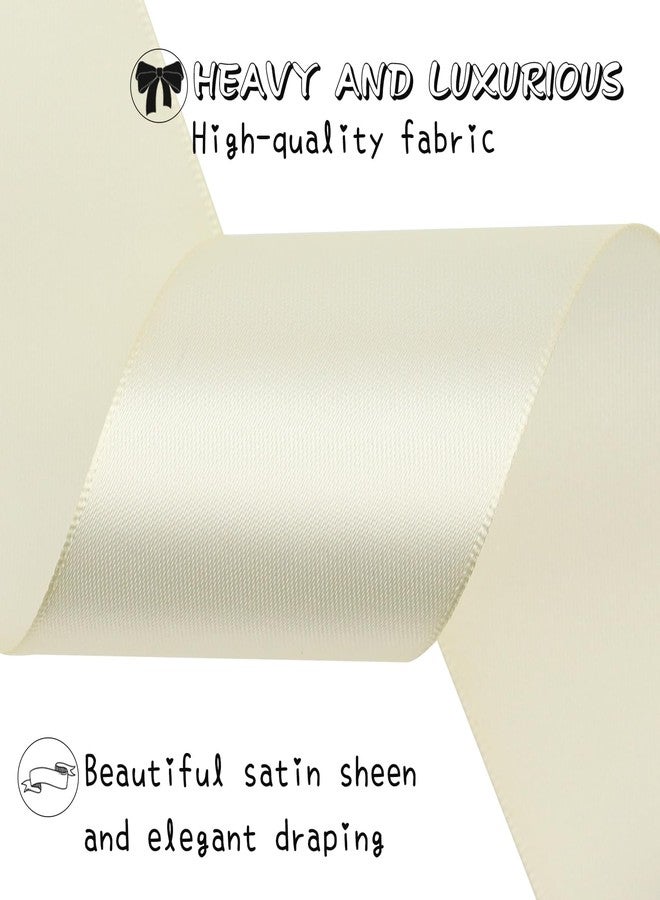 RIUNBB Solid Satin Ribbon 25 Yards Solid Polyester Fabric Ribbon for Gift Wrapping Wedding Christmas Baby Shower Birthday Party Decoration Handmade Immortal Flower Craft (Rice White, 2 Inch) - Image 5
