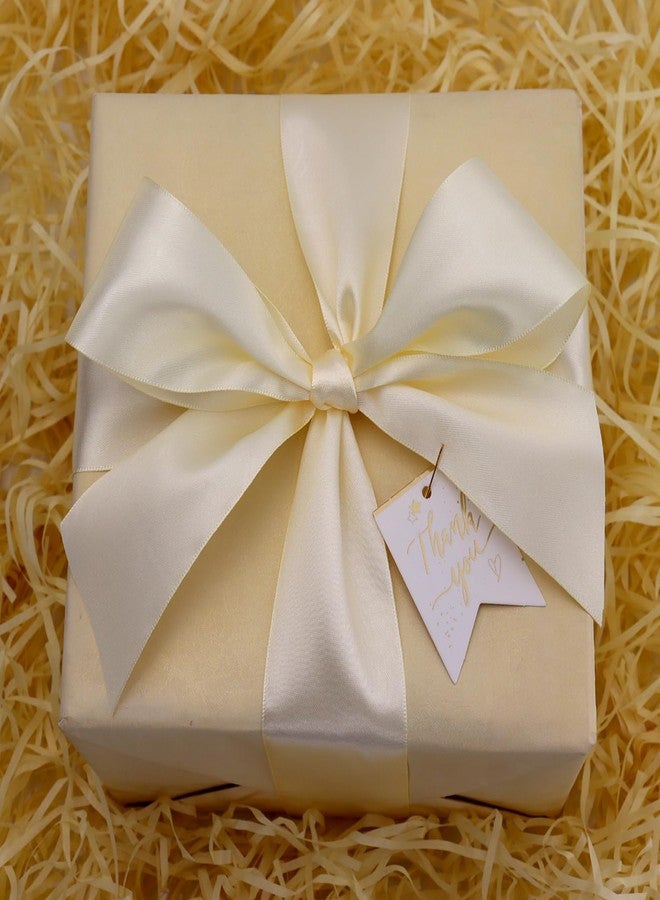 RIUNBB Solid Satin Ribbon 25 Yards Solid Polyester Fabric Ribbon for Gift Wrapping Wedding Christmas Baby Shower Birthday Party Decoration Handmade Immortal Flower Craft (Rice White, 2 Inch) - Image 2