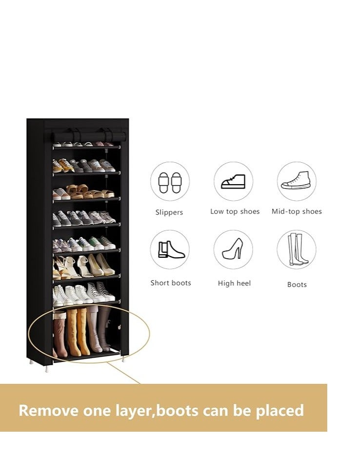 Generic 7-Tier Metal Shoe Rack with Dustproof Fabric Cover, Space-Saving Design for Shoe Storage, Easy to Assemble, Ideal for Home or Entryway  - Image 3