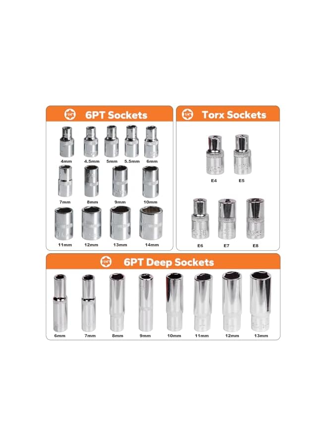 PROMASS promass 108 PCS Mechanic Socket Tool Kit Set, Professional Car Repair Tool Wrench Set Batch Head Ratchet Pawl Socket Spanner Screwdriver  - Image 4