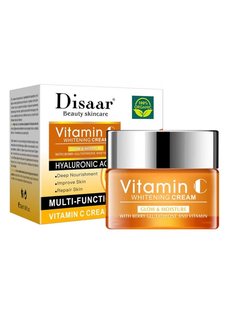 Disaar Multi-functional Vitamin C Moisturizing Cream with Hyaluronic Acid, Face Moisturizer, Brightening Cream 50ml 