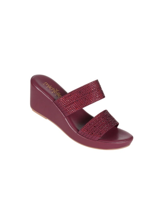 Michelle Morgan 092-3005 Michelle Morgan Ladies Wedge Sandals4RC012 Bordo - Image 2