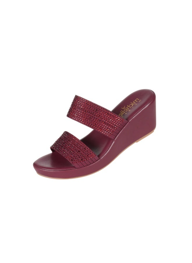Michelle Morgan 092-3005 Michelle Morgan Ladies Wedge Sandals4RC012 Bordo - Image 1