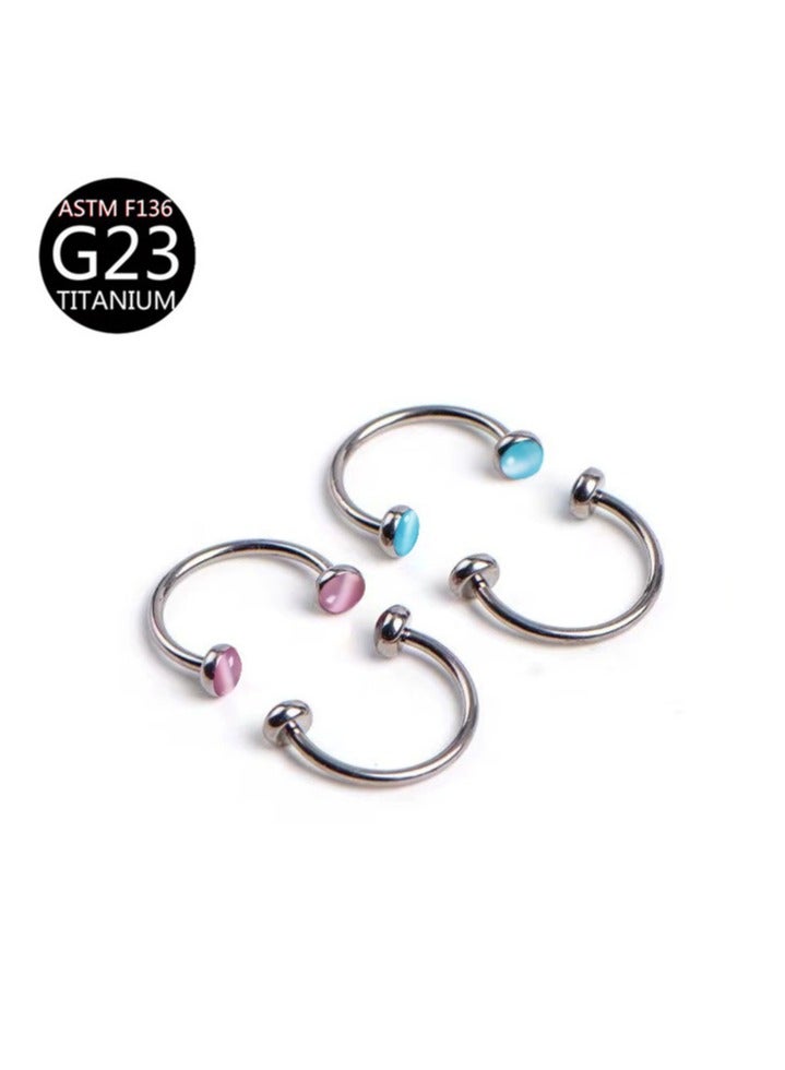 خاتم أنف وشفاه من التيتانيوم على شكل حرف U مرصع بالزركون - مقاوم للحساسية ومثالي للبشرة الحساسة