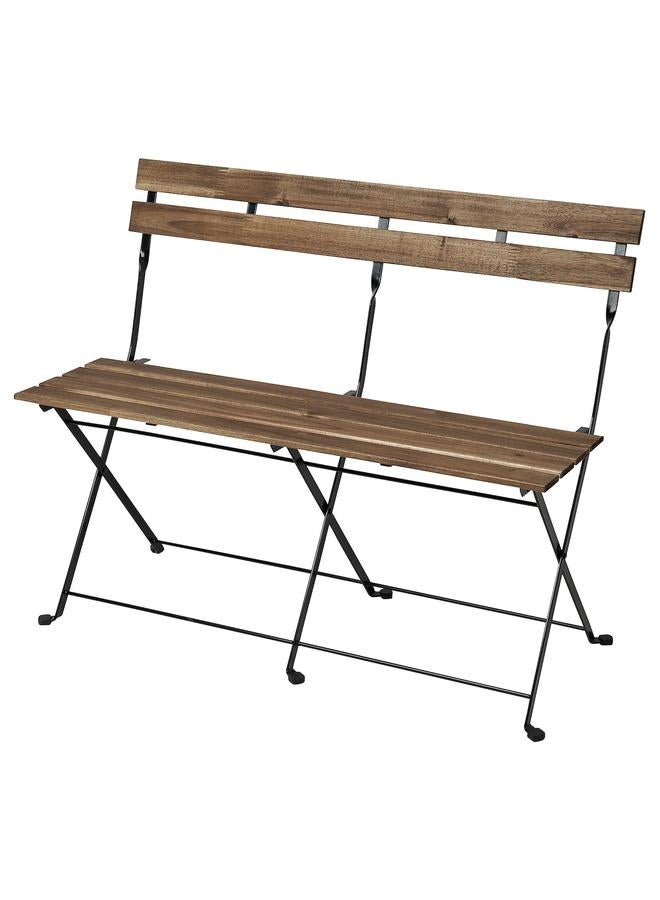 Bench, outdoor, foldable black/light brown stained - Image 1