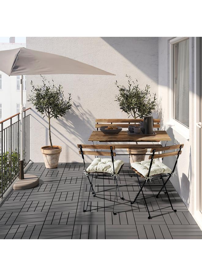 Bench, outdoor, foldable black/light brown stained - Image 4