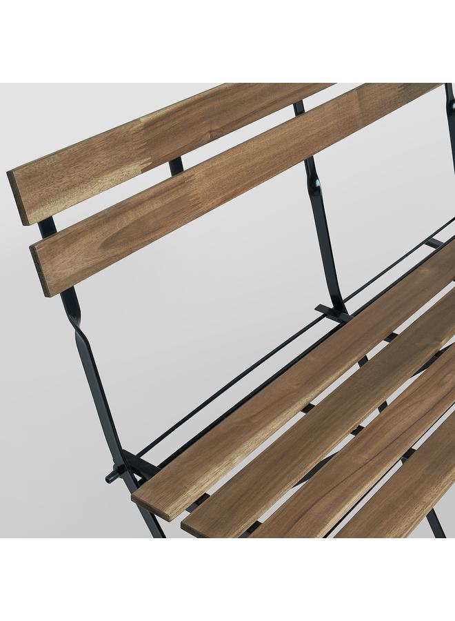 Bench, outdoor, foldable black/light brown stained - Image 2