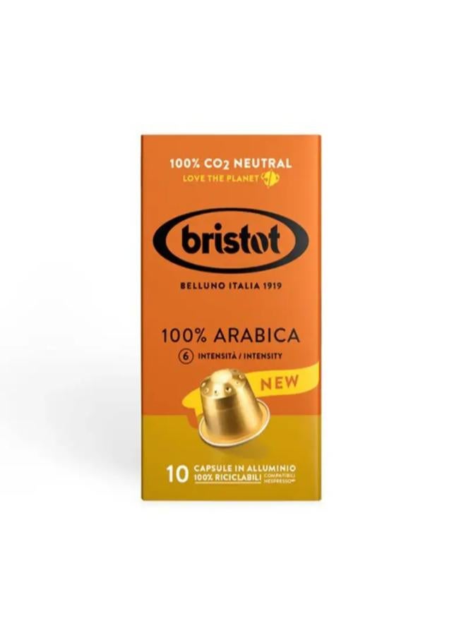 Bristot Arabica Coffee Capsules 100%  - 55 Gram - Pack Of 10 