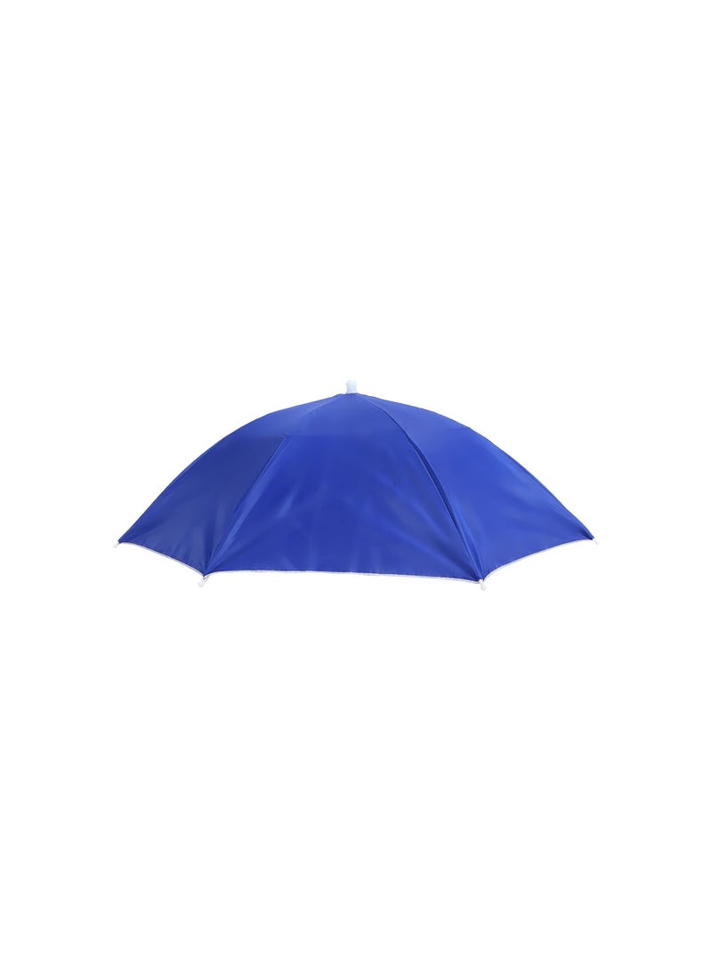 Dubkart Foldable Headwear Umbrella Hat With Elastic Band Blue Waterproof Foldable Portable Polyester Fishing Cap Elastic Headband - Image 1