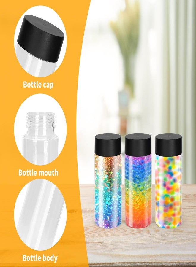 GSHYMXT 24 Pcs Clear Plastic Bottles Empty Sensory Bottles with Caps,10 Oz/ 300 ml PET Plastic Juice Reusable Leakproof Drink Container Bulk for Juice Milk (Black Lid) - Image 3