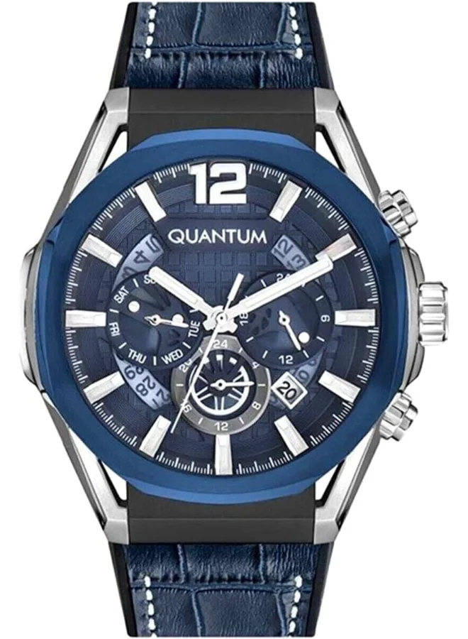 Quantum Quantum Men's Quartz Movement Watch, Analog Display and Silicone Strap - PWG970.699, Blue