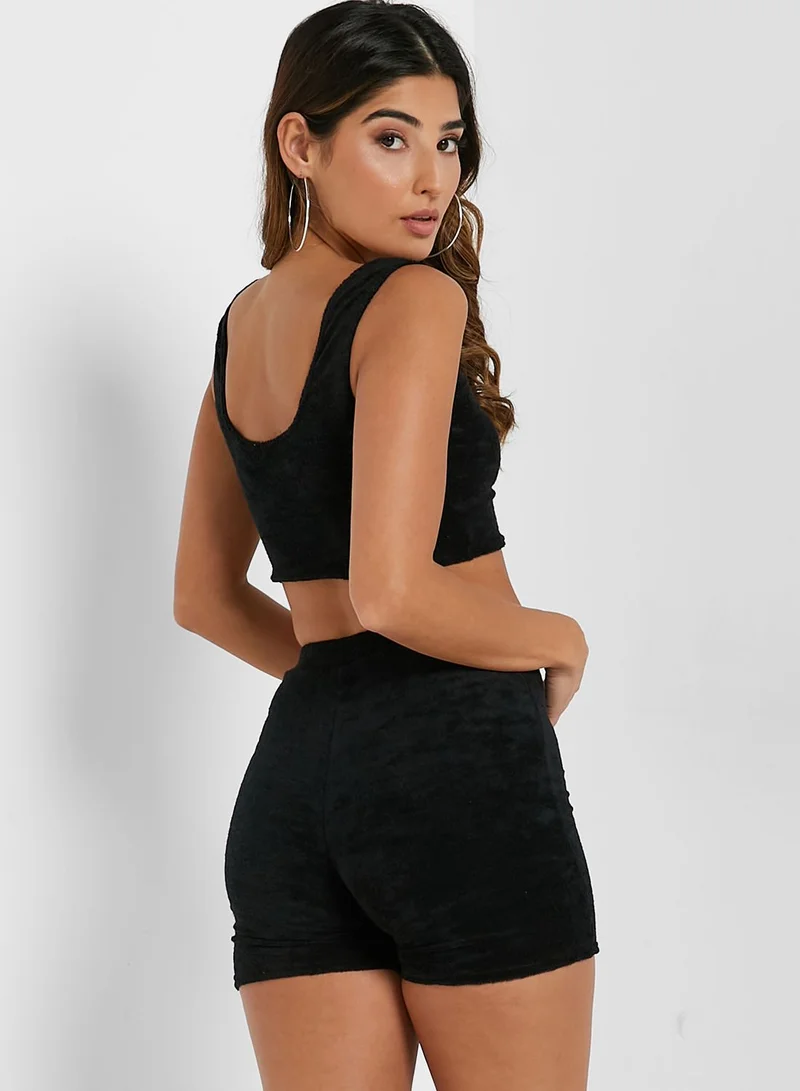 I Saw It First Petite Scoop Neck Crop Top & Shorts Set