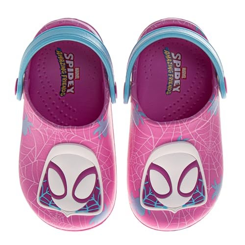 Josmo Spider-Gwen Girls Pink Clogs Waterproof Slip-On Garden & Water Sandal with Backstrap -Pink/Blue Size 11-12 Little Kid - Image 4